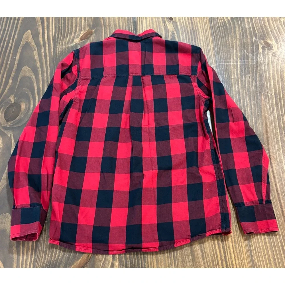TRUE RELIGION Brand‎ Jeans Mens Small Red Black Buffalo Plaid Flannel Shirt